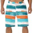 thumbnail image 1 of FRSASU Fashion Striped Pattern Shorts for Men Beach Shorts Drawstring Elastic Waist Breathable Loose Cool Shorts Daily Orange, 1 of 4