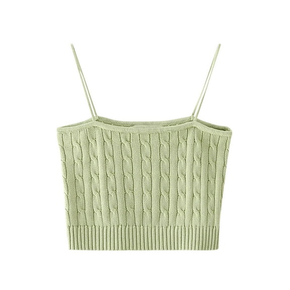 FRSASU Fashion Women's Sleeveless Round Neck Comfy Solid Color Regular Casual Fashion Tank Tops Green Free Size