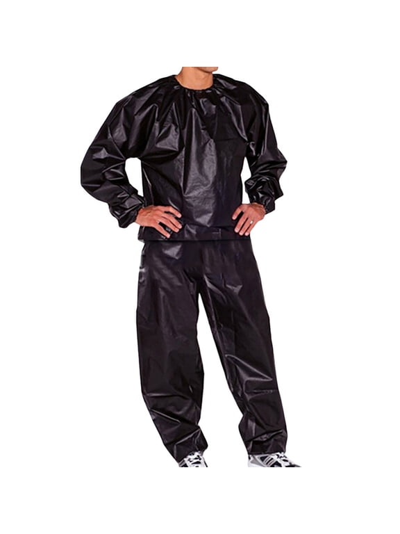 Fitness Sweat Sauna Suit Weight Loss Full Body Sweat Sauna Suit Exercise Gym Ankles Ensure Cuffs Set Black