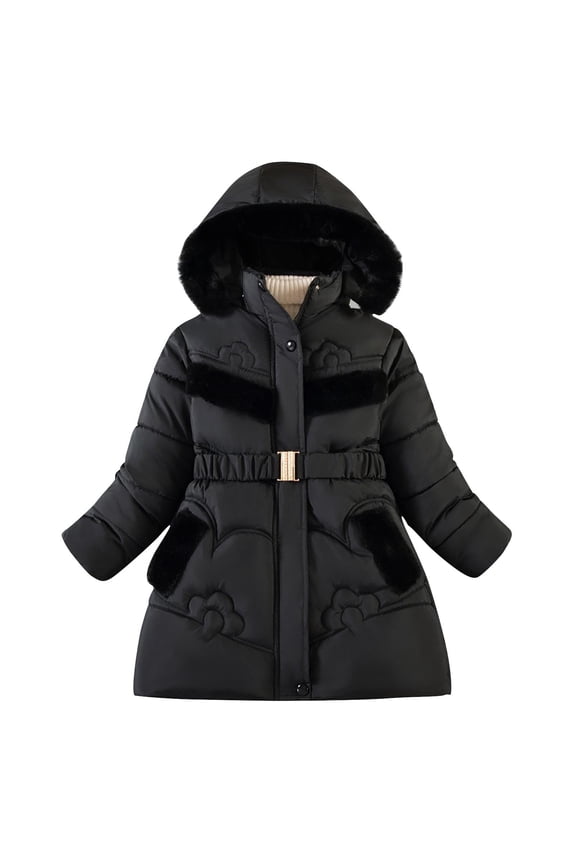 Girl Winter Coats Heavy Weight Hooded Puffer Jacket Kid Fleece Snow Outwear thermal Warm Winter Girls Outwear Baby Clothing
