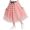 thumbnail image 1 of FRSASU Girl's Cute Floral Bow Tie Tulle Skirt Layered Mesh Skirt Elastic High Waisted A-Line Girl Maxi Party Tutu Skirts Pink, 1 of 7