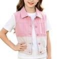 thumbnail image 1 of FRSASU Girl's Denim Vest Sleeveless Button Up Embroidered Vest Casual Solid Vest Waistcoat with Multi Pockets Pink-D, 1 of 7