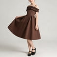 thumbnail image 1 of FRSASU Girl's Elegant Party Dress Cold Shoulder Ruffled Neckline High Waist A-Line Tiered Swing Dresses Coffee, 1 of 8