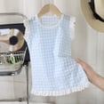 thumbnail image 1 of FRSASU Girl's Gingham Peplum Blouse Top Ruffle Plaid Sleeveless Frilled Collared Tank Top Cute Summer Going Out Outfits Blue, 1 of 4