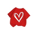 thumbnail image 1 of FRSASU Girl's Heart Graphic Tees Short Sleeve Crewneck Cute T-Shirts Teens Summer Solid Basic Tops Red-A, 1 of 5