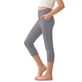 thumbnail image 1 of FRSASU Girl's Knee Length Capri Leggings with Pockets Yoga Workout Capris Pants Stretch for Running Casual Gray, 1 of 9