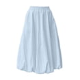 thumbnail image 1 of FRSASU Girl's Mid Waist Loose Ruched Flowy Skirt Elegant Pleated A-Line Elastic Waist Large Swing Casual Midi Skirt Blue, 1 of 9