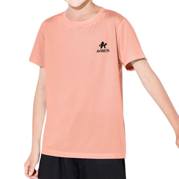 FRSASU Girl's Solid Summer Short Sleeves Crew Neck T-Shirts Casual Sport Soft Breathable Tee 2-18 Years Orange-B