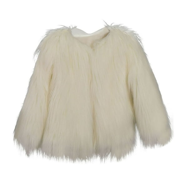 FRSASU Girls Faux-Fur Jacket Coat Winter Snowday Thick Warm Fashion Cool Clothes 2-10 Years Baby Clothing