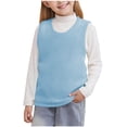 thumbnail image 1 of FRSASU Girls' Fleece Lined Sweater Vest Warm School Uniform Gilet Kids Casual Crewneck Thick Knit Sweater Clothes Blue, 1 of 9