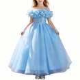 thumbnail image 1 of FRSASU Girls Flower Princess Dress Pageant Lace Embroidery Floral Tulle Dress Sleeveless Wedding Party Prom Evening Maxi Dress Sky Blue, 1 of 7