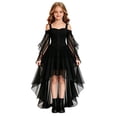 thumbnail image 1 of FRSASU Girls Halloween Dress off Shoulder Lace Up Sleeves High-Low Tulle Skirt Dress for theme Party Black, 1 of 7