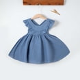 thumbnail image 1 of FRSASU Girls Ruffle Summer Cotton Linen Mini Dress Loose Sleeveless Swing A-Line Cute Princess Party Dresses Blue, 1 of 8