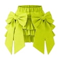 thumbnail image 1 of FRSASU Girls Summer Bow Tie Mini Skirt Cute Pleated High Shirred Waist Layered Ruffle Hem Short Cake Skirts Green, 1 of 9