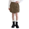 thumbnail image 1 of FRSASU Girls Summer Wrap Cargo Mini Skirts, Casual Elastic High Waisted Cute A-Line Skirts with Multi Pockets for 1-15 Years Army Green, 1 of 7