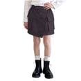 thumbnail image 1 of FRSASU Girls Summer Wrap Cargo Mini Skirts, Casual Elastic High Waisted Cute A-Line Skirts with Multi Pockets for 1-15 Years Gray, 1 of 7