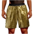 thumbnail image 1 of FRSASU Glossy Shiny Plaid Sequins Shorts for Men,Nightclub Metallic Disco Party Pants,Steampunk Mens Summer Short Gold, 1 of 7