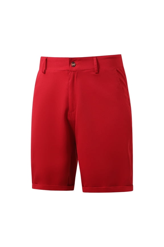 Golf Shorts for Men Casual Solid Pocket Elastic Waist Straight Half Shorts Pants Sport Pants Red M