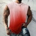thumbnail image 1 of FRSASU Gradient Print Tank Tops for Men Crewneck Gym Muscle Beach Sleeveless Shirts Fashion Summer Basic Clothes Outfits Watermelon Red, 1 of 4