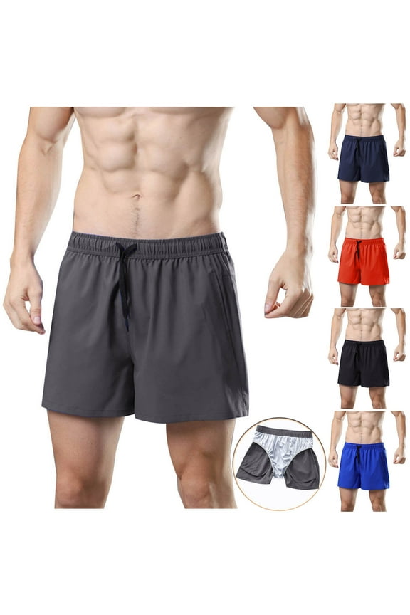 Gym Workout Shorts Men 4 Inch Quick Dry Mesh Liner Shorts Men Lightweight Training Athletic Running Shorts with Pockets Red