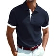 thumbnail image 1 of FRSASU Henley Shirts for Men Short Sleeve Waffle Shirt Summer Casual Solid Button Up Crewneck Lightweight Tees Tops Navy, 1 of 8
