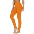 thumbnail image 1 of FRSASU High Waisted Leggings for Women, Full Length Soft Stretchy Yoga Pants Solid Color Casual Sports Leggings Orange, 1 of 4