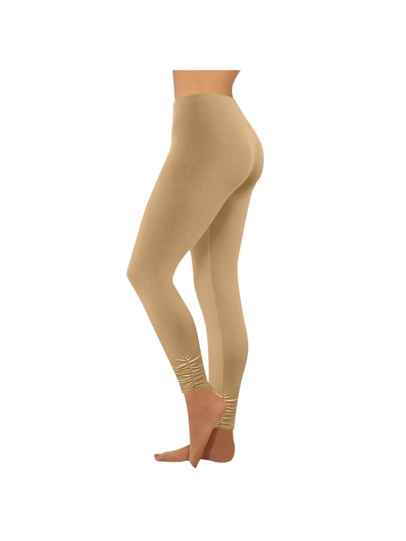 High Waisted Leggings for Women, Seamless Full Length Buttery Soft Stretch Gym Solid Color Casual Yoga Pants Khaki