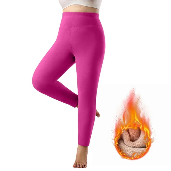 FRSASU High Waisted velvet solid color pants Leggings for Women Control Yoga warmPants for Workout Athletic Hot Pink