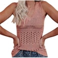 thumbnail image 1 of FRSASU Hollow Out Tank Tops for Women Summer Boho Tanks Sleeveless V-Neck Pullover Top Crochet Knit Vest Pink, 1 of 5