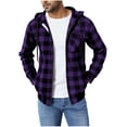 thumbnail image 1 of FRSASU Hoodies for Men Fleece Sweatshirt Plaid Full Zip up Jacket Sherpa Lined Winter Warm Coat with Pocket Purple, 1 of 6