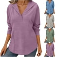 thumbnail image 1 of FRSASU Hoodies for Women Long Sleeve V Neck Pullover Sweatshirts Womens Shirts Loose Casual Winter Tops Purple, 1 of 8