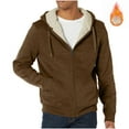 thumbnail image 1 of FRSASU Jackets for Men Fall and Winter Men's Fashion Loose Cardigan Fleece-Lined and Thicken Warm Hooded Jacket Brown, 1 of 6