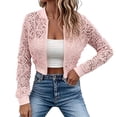 thumbnail image 1 of FRSASU Jackets for Women Summer Cropped Lace See Through Jacket Long Sleeve Zip Up Lightweight Fall Outwear Coats Pink, 1 of 6