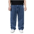 thumbnail image 1 of FRSASU Jeans for Men Loose and Hanging Denim Trousers Male Straight Breathable Loose Street Wear Casual Pants Dark Blue, 1 of 5