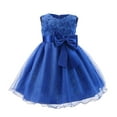 thumbnail image 1 of FRSASU Kids Clothes Clearance,Children Dress Girls Sleeveless Princess Dress Bow Tie Lace Flowers Mesh Dress Tufted Dress Dark Blue 8-9 Years, 1 of 5