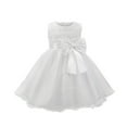 thumbnail image 1 of FRSASU Kids Clothes Clearance,Children Dress Girls Sleeveless Princess Dress Bow Tie Lace Flowers Mesh Dress Tufted Dress White 3-4 Years, 1 of 5