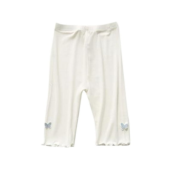 FRSASU Kids Clothing ,Child's Summer Girls Baby Leggings Quarter Pants Pants Elastic Pants Shorts for Small and Medium-Sized Shildren's Outerwear Pants White 1-2 Years