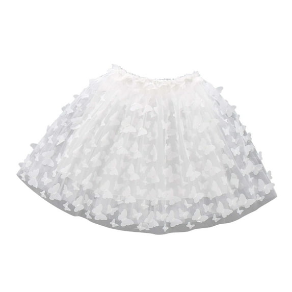 FRSASU Kids Clothing Girls' Skirt New Westernized Style Big Children's Mesh Lace Long Skirt Girls' Embroidered Yarn Skirt Summer White 12-13 Years