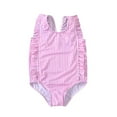 thumbnail image 1 of FRSASU Kids Clothing Summer Baby Kids Girls Striped Print Swimwear Swimsuit Pink 120(120), 1 of 9