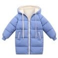 thumbnail image 1 of FRSASU Kids Clothing Clearance Thicken Warm Kids Down Coat Winter Hooded Long Boys Girls Cotton Down Jackets Outerwears Children Clothing Blue 1-2 Years, 1 of 6