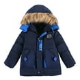 thumbnail image 1 of FRSASU Kids Clothing Clearance Toddler Baby Boys Toddler Kids Solid Color Winter Hoodie Keep Warm Cotton Clothes Thick Coat Navy 4-5 Years(4-5 Years), 1 of 9