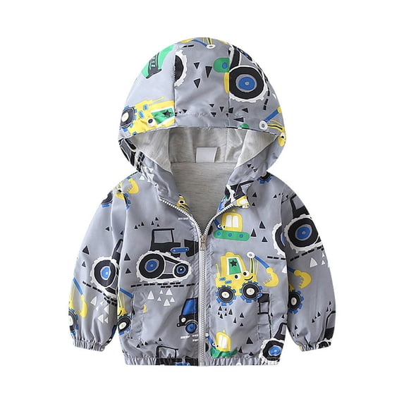 FRSASU Kids Clothing Clearance,Toddler Baby Grils Boys Car Print Jacket Zipper Hooded Windproof Coat