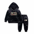 thumbnail image 1 of FRSASU Kids Clothing Winter Girls' Golden Velvet Movable Sequins Hooded Pullover Long Sleeve Top Pants Suit, 1 of 9