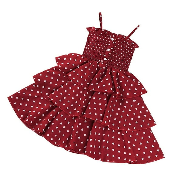 FRSASU Kids Dress Clearance,Toddler Child Baby Girls' Polka Dot Printing Suspender Sleeveless Princess Dress