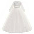 thumbnail image 1 of FRSASU Kids Girls Vintage Flower Lace 3/4 Sleeves formal Wedding Party Dance Dress White 11-12 Years, 1 of 7