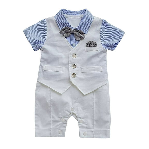 FRSASU Kids Jumpsuit ,Infant Baby Boys Gentleman Waistcoat Bowtie Tuxedo Jumpsuit Romper Outfits