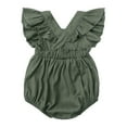 thumbnail image 1 of FRSASU Kids Jumpsuit Clearance,Toddler Baby Girls Solid Color Cotton Linen Ruffles Backless Jumpsuit Romper Green 3-6 Months, 1 of 9