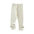 thumbnail image 1 of FRSASU Kids Pants ,Summer Casual Girls' Pants Capris Bow Decorative Elastic Thin Children's Pants White 10-11 Years, 1 of 7