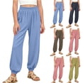 thumbnail image 1 of FRSASU Kids Ribbed Sweatpants Lightweight Elastic Waist Joggers Casual Pull On Lounge School Uniform Pants Sky Blue, 1 of 8