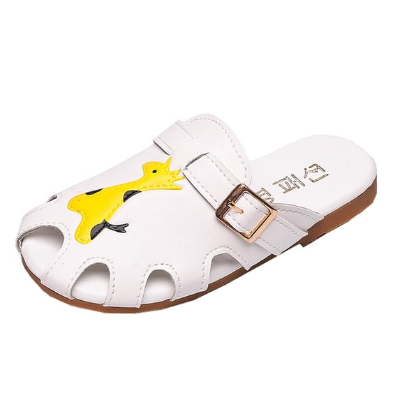FRSASU Kids Sandals Children Boys Girls Summer Animal Leather Slipper Casual Sandals Shoes Yellow 8(26)